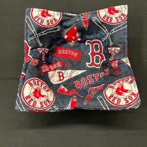 Hand Crafted Bowl Cozy Bowl Holder Microwavable  Cotton Boston Red Sox red blue